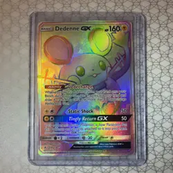 Pokemon TCG Dedenne GX Holo Secret Rare Card Unbroken Bonds 219/214 Rainbow - Image 3