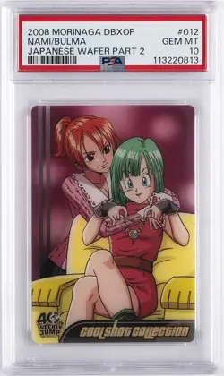 2008 DRAGON BALL X ONE PIECE MORINAGA JPN WAFER CARDS PART 2 BULMA/NAMI PSA 10 - Image 1