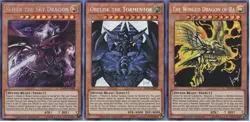 Yu-Gi-Oh! Obelisk Slifer Dragon Ra Winged TN19 Prismatic Secret God Cards Set - Image 1