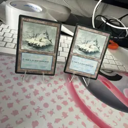 1995 Magic The Gathering Ice Age Snow-Covered Island #371 Light Play LOT OF 2 - Image 1