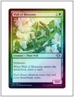 1x Wall of Blossoms, Foil, Magic the Gathering MTG NM - Image 1