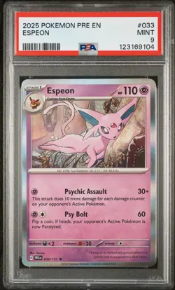 Espeon 2025 Pokemon Pre EN-Prismatic Evolutions #033 PSA 9 - Image 1