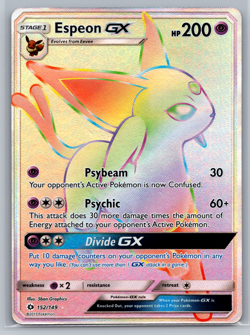 2017 Pokemon TCG Sun & Moon Espeon GX Rainbow Secret Rare Card 152/149 NM - Image 1