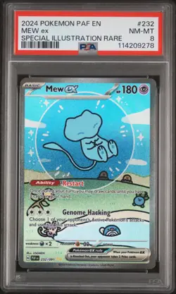 2024 POKEMON PAF EN-PALDEAN FATES SPECIAL ILLUSTRATION RARE #232 MEW EX PSA 8 - Image 1