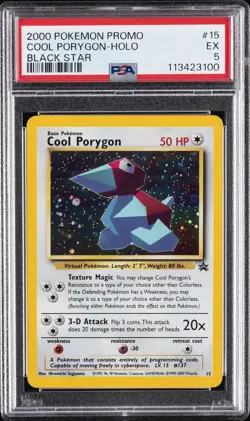 2000 POKEMON PROMO BLACK STAR #15 COOL PORYGON-HOLO PSA 5 - Image 1