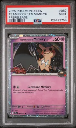 2025 POKEMON DRI EN-DESTINED RIVALS #087 TEAM ROCKET'S MIMIKYU PRERELEASE PSA 10 - Image 1