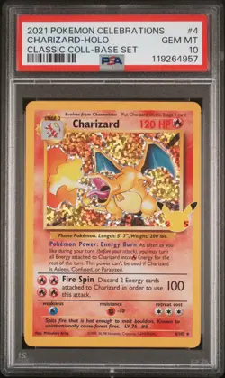 2021 POKEMON CELEBRATIONS CLASSIC COLL #4 CHARIZARD-HOLO PSA 10 - Image 1
