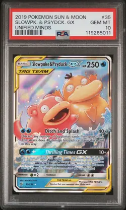 2019 POKEMON SUN & MOON UNIFIED MINDS #35 SLOWPOKE & PSYDUCK GX PSA 10 - Image 1