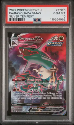 2022 POKEMON SWORD & SHIELD SILVER TEMPEST #TG20 FULL ART/RAYQUAZA VMAX PSA 10 - Image 1