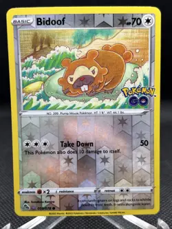 Bidoof 059/078 Pokemon Go DITTO Pealable Reverse Holo NM Pokemon Card - Image 1