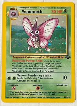 Pokemon TCG Venomoth Card 13/64 Jungle Set Holo Rare - Image 1