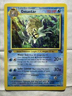 1999 Pokemon TCG Fossil 1st Edition Non-Holo Omastar Card 40/62 - Image 1