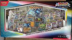 Pokemon LUCARIO TYRANITAR Prismatic Evolutions Premium Collection Box BOX CREASE - Image 1