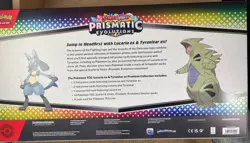 Pokemon LUCARIO TYRANITAR Prismatic Evolutions Premium Collection Box BOX CREASE - Image 2