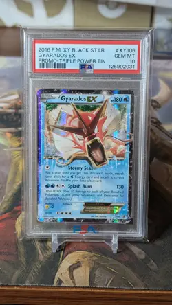 Pokemon PSA 10 Gyarados EX XY106 Triple Power Tin XY Black Star Promo - Image 1