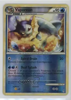 Vaporeon Reverse Foil Pokemon HeartGold & SoulSilver Call of Legends #52 - Image 1
