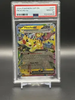 2024 Pokemon SV Surging Sparks SSP EN Pikachu Ex 057/191 PSA 10 - Image 1