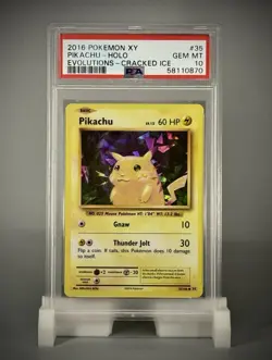 2016 POKEMON XY PIKACHU HOLO EVOLUTIONS CRACKED ICE PSA 10 #89076382 - Image 1