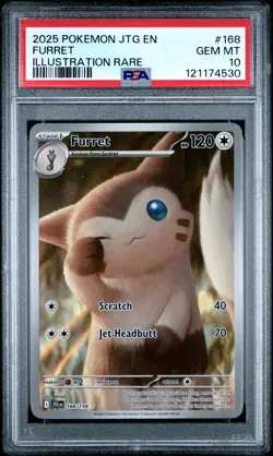 2025 POKEMON JTG EN-JOURNEY TOGETHER ILLUSTRATION RARE #168 FURRET PSA 10 - Image 1