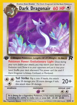 Dark Dragonair 33/82 Uncommon Team Rocket 1st Edition Non Holo Pokemon Card - Image 1