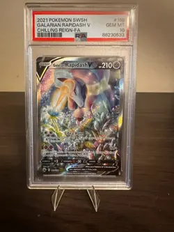 PSA 10 Galarian Rapidash V 168/198 Chilling Reign Full Art Pokemon Card - Image 1