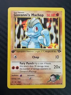Pokemon TCG Giovanni's Machop Gym Challenge 1st Edition Common 72/132 MP - Image 1