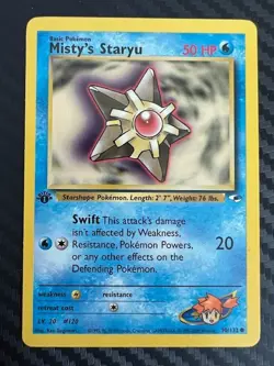 Pokemon TCG Misty's Staryu 90/132 1st Edition Gym Heroes NM - Image 1