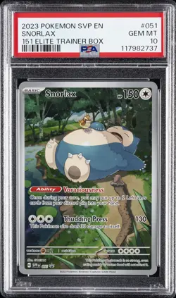 2023 POKEMON SVP EN-SV BLACK STAR PROMO 151 ELITE TRAINER BOX SNORLAX PSA 10 - Image 1