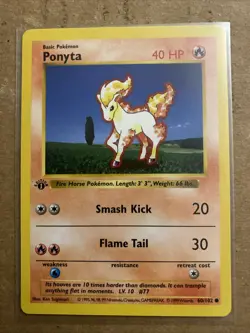 Pokemon TCG Ponyta Base Set 60/102 1st Edition Never Played Near Mint - Image 1