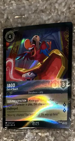 New Disney Lorcana D23 2025 Gold Member Exclusive Iago Foil Sealed Promo Card - Image 1