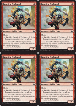 4x MTG 2018 FANATICAL FIREBRAND - GOBLIN PIRATE CREATURE - MAGIC CARD x4 copies - Image 1