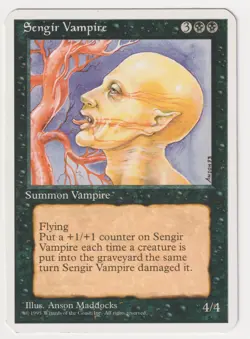 Miscut Sengir Vampire MP 4th MTG Magic Factory Error Misprint Alpha Cut Corners! - Image 1