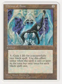 Miscut Throne of Bone LP 4th Edition MTG Magic Error Misprint Alpha Cut Corners! - Image 1