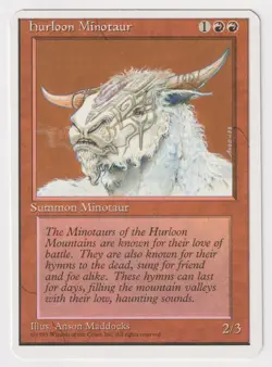 Miscut Hurloon Minotaur NM 4th Ed MTG Magic Error Misprint Alpha Cut Corners! - Image 1