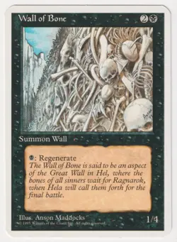 Miscut Wall of Bone LP 4th Edition MTG Magic Error Misprint Alpha Cut Corners! - Image 1