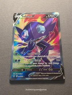 Pokemon Sableye V 194/202 Swsh01: Sword & Shield Full Art Ultra Rare Holo - Image 1