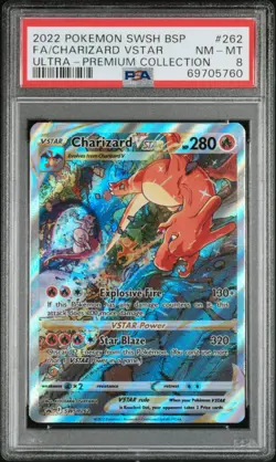 2022 POKEMON SWSH BLACK STAR PROMO #262 FULL ART/CHARIZARD VSTAR PSA 8 - Image 1