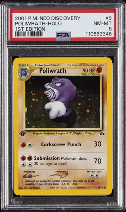 2001 POKEMON NEO DISCOVERY 1ST ED #9 POLIWRATH-HOLO PSA 8 - Image 1