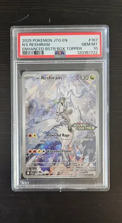 Pokemon 2025 JTG En-Journey Together #167 Reshiram PSA 10 Stamped Promo - Image 1