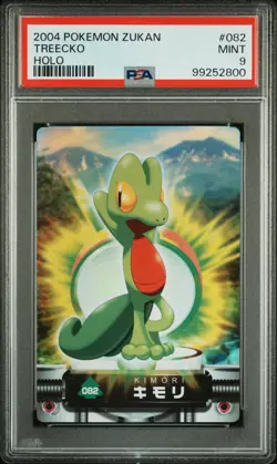 2004 CARDDASS POKEMON ADVANCED GENERATION ZUKAN CARD HOLO #082 TREECKO PSA 9 - Image 1