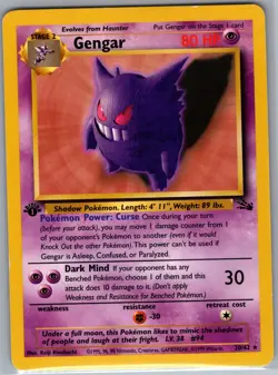 Gengar 1st Edition 20/62 Fossil - Pokemon Card - LP - Image 1