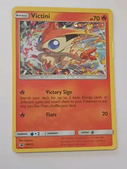 POKEMON VICTINI SM225 BLACK STAR PROMO COSMOS HOLOFOIL LP CARD - Image 1