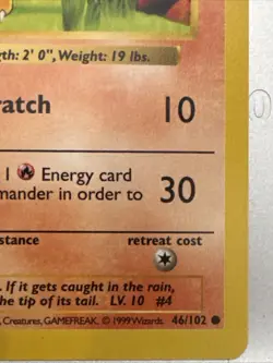 Pokemon Cards: Base Set 1st Edition Common: Charmander 46/102 Shadowless (MP) - Image 4
