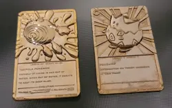 Pokemon Burger King 1999 23k Gold Plated Trading Card Pokeball Poliwhirl Togepi - Image 2