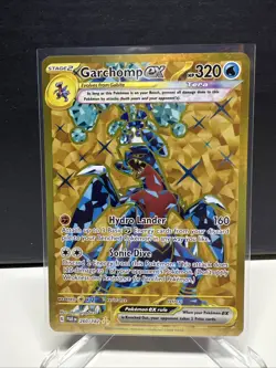 Pokemon TCG Garchomp EX Full Art Hyper Rare Holo Card 260/182 Paradox Rift Gold - Image 1