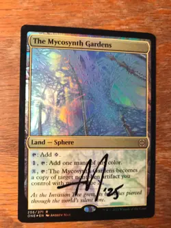 Magic the Gathering MTG foil The Mycosynth Gardens Phyrexia signed NM - Image 2