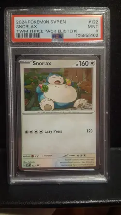 PSA 9 MINT Snorlax, SVP TWM Three Pack Blister Pokemon Cosmos Holo Rare, SVP122 - Image 1