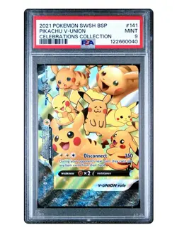 POKEMON! 2021 Pokemon SWORD & SHIELD - Pikachu V-Union CELEBRATIONS (#141) PSA 9 - Image 1