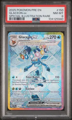 2025 POKEMON PRE EN-PRISMATIC EVOLUTIONS #150 GLACEON EX PSA 8 - Image 1