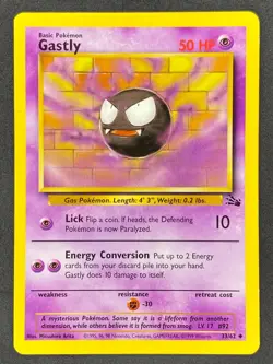 Pokemon Gastly 33/62 FO Fossil Unlimited LP/NM - Image 1